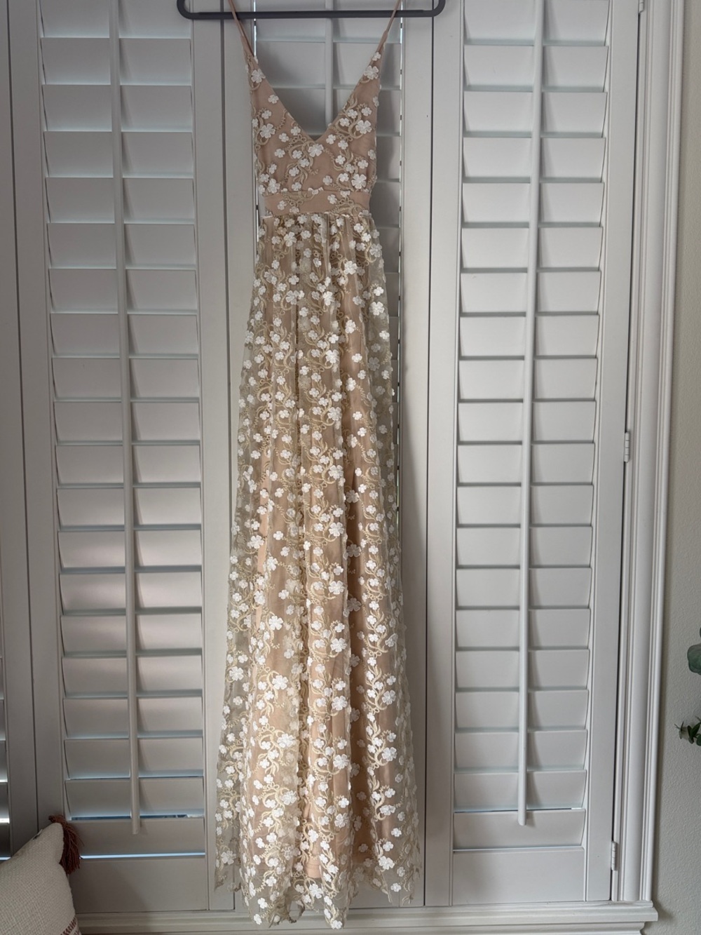 Altar'd State Nude/Champagne Floral Lace Maxi Dress - Picture 3 of 4